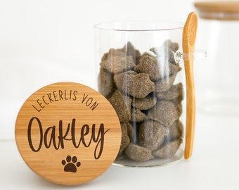 Leckerli Glas für Hunde und Katzen als Geschenk | personalisiert mit Name | Geschenk für Hunde | Geschenk zum Einzug Welpe