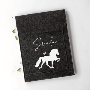 Equine passport cover design &quot;Icelandic horse #4 + name&quot; | anthracite or light grey | gift, gift idea, horse, horse girl, Icelandic horse, Icelandic horse