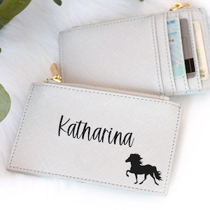 Minicartera personalizada | Tema: Nombre + Icono | Regalo, idea de regalo, caballo, chica caballo, islandés, caballo islandés