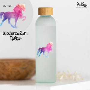 Glass bottle Tölter Watercolor Rainbow Icelandic horse 650ml | Gift, gift idea, horse, horse girl, Icelandic, Isi, Take it Isi