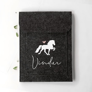 Equine passport cover design &quot;Icelandic horse #5 + name&quot; | Anthracite or light grey | Gift, gift idea, horse, horse girl, Icelandic horse, Icelandic horse