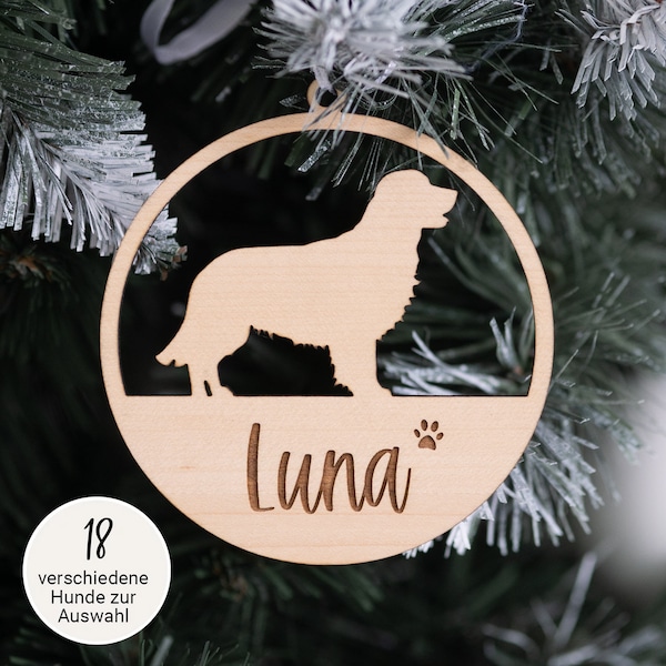 Anhänger "Hunde-Silhouette" mit Wunschtext | personalisiert | Baumanhänger, Weihnachten, Geschenk, Welpe, Hund