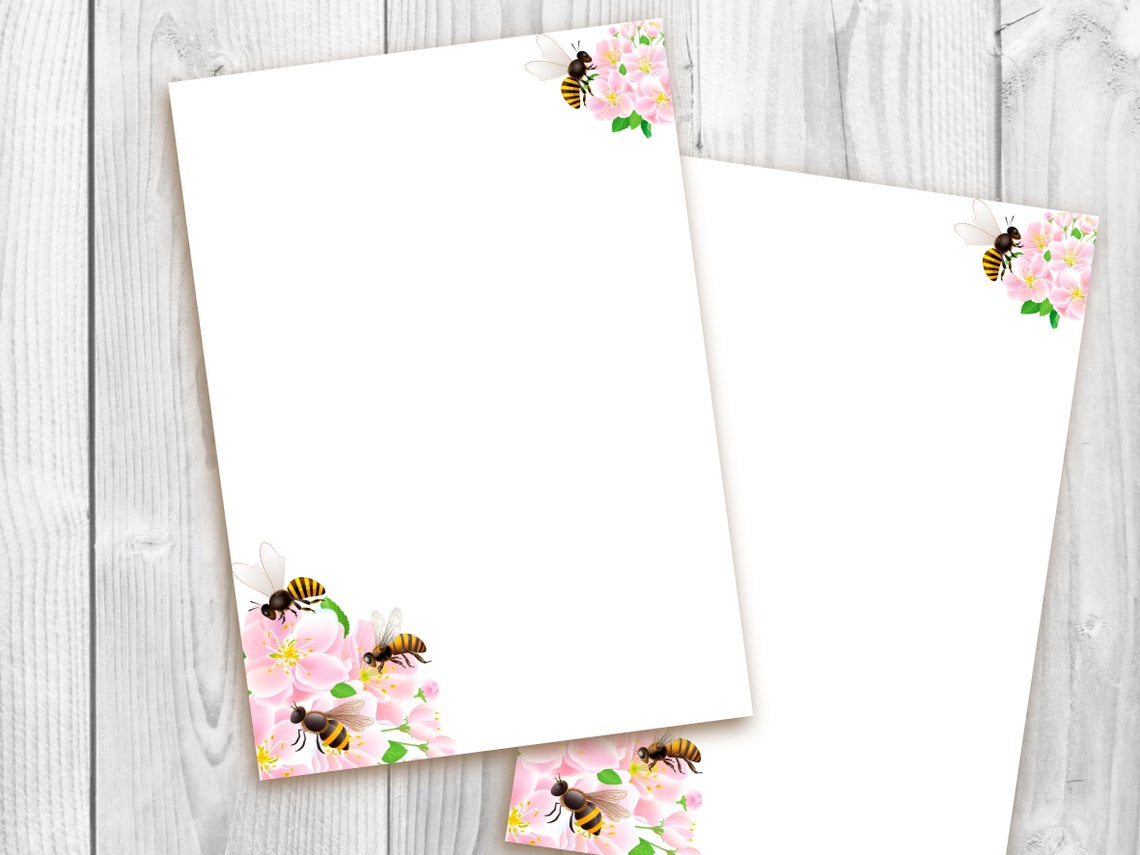 Bee stationary set letter writing paper printable | Etsy