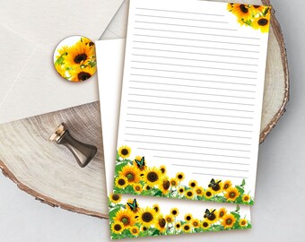Penpal Writing Paper Set Floral Stationery Set Sunflower Letter Set Stationery Gift Set Botanical Writing Set with Envelopes