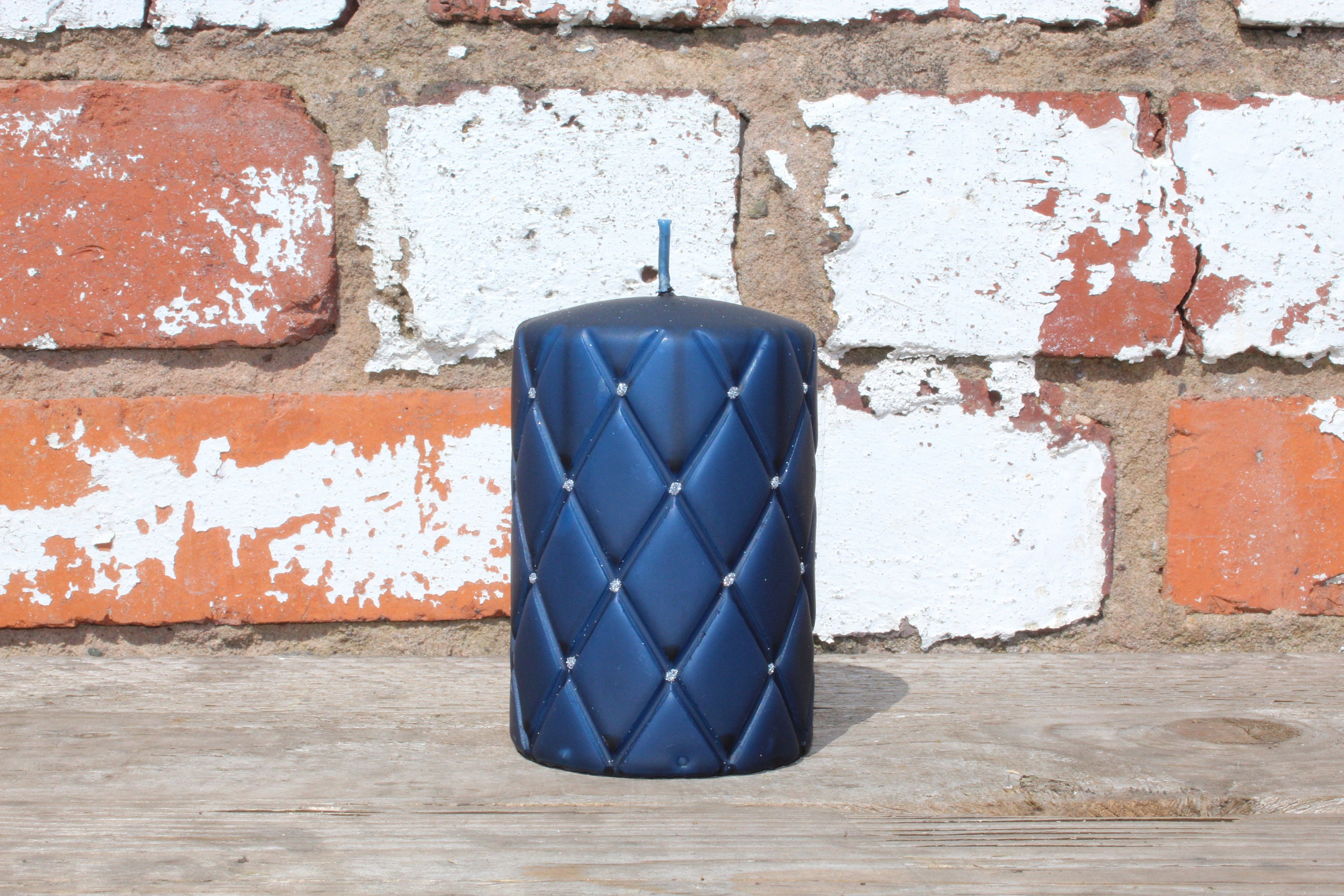 Una vela de pilar pequeño decoración del hogar azul marino | Etsy