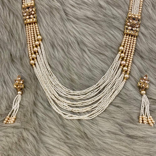 Long Beaded Kundan Rani Haar With 