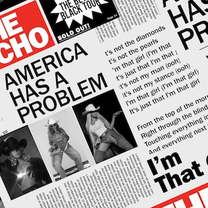 BEYONCE COWBOW CARTER 'America Has a Problem' Jornal Impresso - Download Digital