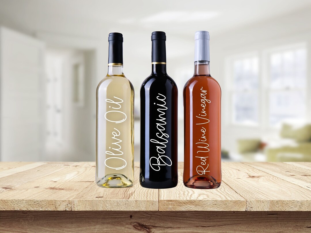 Oil and Vinegar Labels, Custom Oil Cruet Vinyl Decals, Glass Dispenser