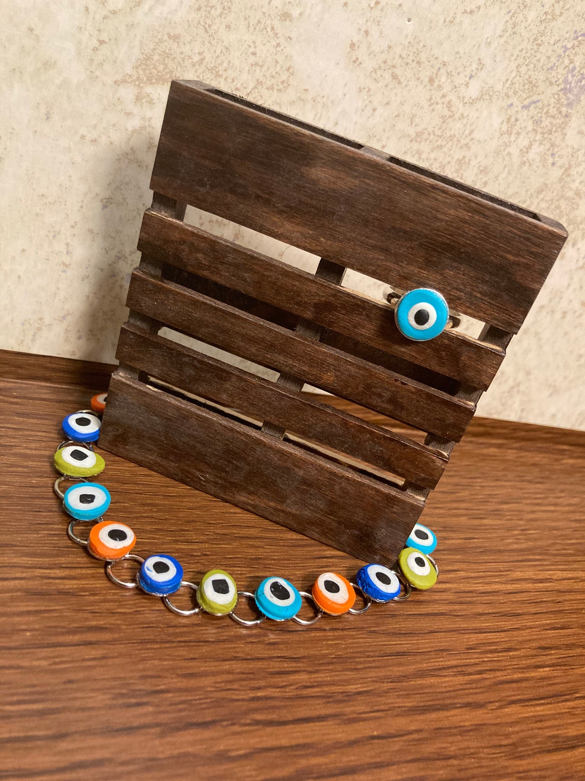 Customisable Evil Eye Clay Anklet et Ring Etsy France