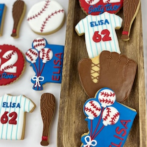 Benutzerdefinierte Baseball-Geburtstagskekse, Set mit 6-48 Keksen, personalisierte Baseball-Gastgeschenke, Kekse mit Baseball-Thema, personalisiertes Geschenk
