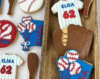 Biscotti di compleanno personalizzati a tema baseball, set da 6 a 48 biscotti, bomboniere personalizzate per feste a tema baseball, biscotti a tema baseball, regalo personalizzato