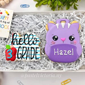 Personalized Back to School Cookies, Personalized First Day Treats for Kids, Set of 2 Cookies, Personalized First Day of School Cookies.