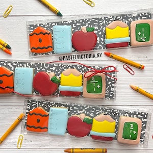 School mini Set, Back to School cookies, Teacher appreciation gift cookies, First Day of School, Apple cookies, Pack of 2, 4,6