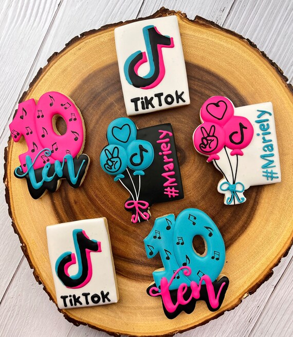 Tiktok Birthday Cookies Tik Tok Birthday Cookies Etsy