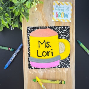 Personalized Teacher Cookie Pencil Mug, Teacher Appreciation Cookie, Back to School Personalized Gift, Custom Pencil Mug Cookie, 1 Cookie