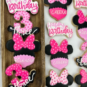 Galletas de cumpleaños de ratón personalizadas, galletas de cumpleaños con temática de ratón, galletas de azúcar de ratón personalizadas para fiestas de cumpleaños, fiesta en la casa club del ratón.