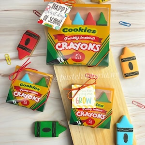 Crayon cookie box, back to school , favors cookies