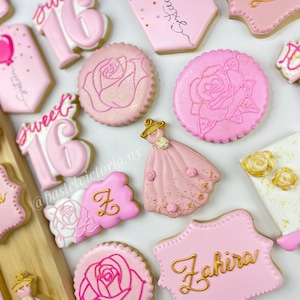 Custom Sweet 16 Birthday Cookies, Personalized Favors for Girls, Set of 6-48 Cookies, Sweet Sixteen Cookie Gift, Birthday Party Favors