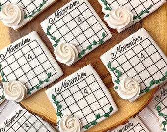 Wedding Bridal Calendar cookie, Wedding anniversary cookies, bridal showers cookies, The Date Wedding Bridal Calendar