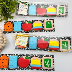 Zurück in der Schule 5 Mini-Keks-Set, Geschenk für den ersten Schultag Lehrer, Klassenzimmer Gastgeschenke, Kinder und Lehrer Leckereien, Mini Back to School Geschenkbox