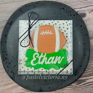Football sugar cookies. ANY TEAM AVAILABLE, customized football team decorated cookies, birthday favors, superbowl cookies, soccer cookies