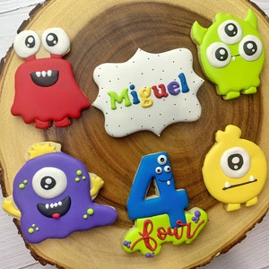 Biscotti Monster personalizzati, biscotti per feste di compleanno Monster, set di cookie da 6,12,18..., pacchetti per feste