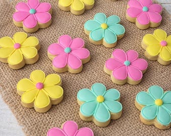 Flower Theme Cookies,  Set of 6- 48 Personalized Party Cookies, Custom Flower Cookies Birthday, Table Decor Cookies, Gift Ready Party Favors