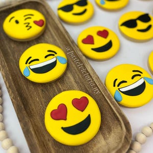 Emoji Cookies Birthday Favors, Emoji Party Cookies, Fun Emoji Sugar Cookies, Individually Wrapped Birthday Favors & Gifts, Set of 6 to 48
