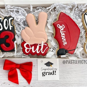 Set of 4 Graduation Cookies 2025, Custom Cap & Diploma Cookies, Personalized Class of 2025 Gift, Edible Grad Favors, Graduation Cookies Box