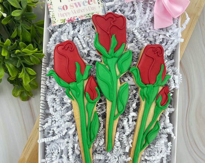 Mini Roses And Cookies Personalized Rose Bouquet Cookies, Customizable Mother’s Day Gift, Set ...