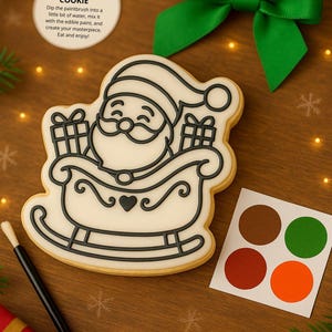 Galletas navideñas para pintar, actividad y recuerdo de fiesta, juego de 1, 4, 6 o 12 galletas, idea de regalo para las fiestas, kit de galletas para Papá Noel.