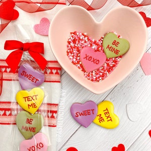Mini Conversation Heart Cookies, Valentine’s Day Gift Cookies, Set 1, 3, 4, 6 Cookies, Adorable Valentine’s Day Treats, Custom Heart Cookies