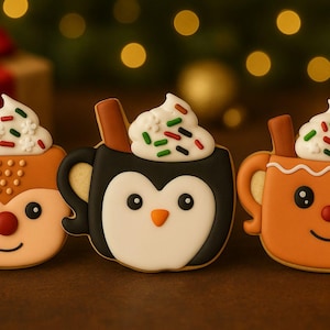 Caja de galletas navideñas para profesores, caja de galletas de jengibre en taza para compañeros de trabajo, galletas de regalo navideñas, regalo navideño para adolescentes, 1 o 3 galletas