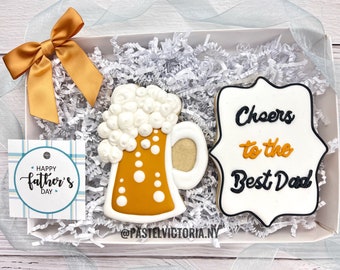 Father’s Day Gift Cookies, Set of 2 Cookies, Best Dad Ever Cookies, Beer Mug cookie, Custom Cookies for Dad, Funny Gift for Father’s Day