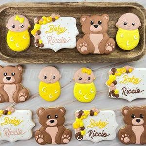 Custom Bear Baby Shower Sugar Cookies, Bear Gender Reveal Cookies, Tedy Bear Theme, Baby Shower Party Favors or Gift, Set of 6,18-48 cookies