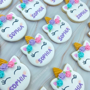 Custom Unicorn Birthday Cookies with Custom Name, Sets of 6- 48, Magical Unicorn Cookies for Girls Birthday Party, Personalized Favors Gift.