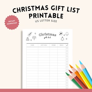 Weihnachtsgeschenkliste zum Ausdrucken, Weihnachtsgeschenk Tracker PDF