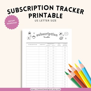 Subscription Tracker Printable