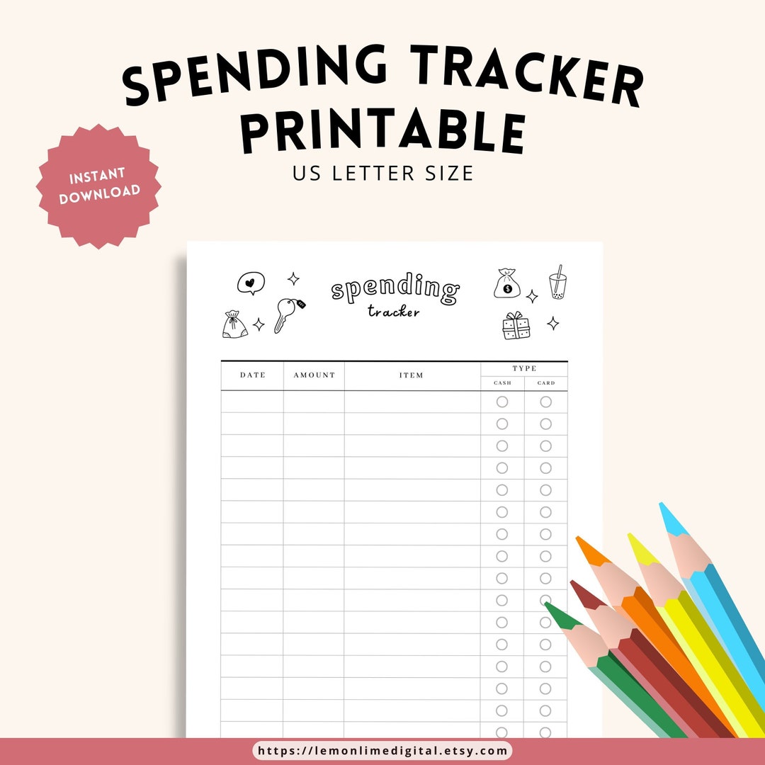 Spending Tracker Printable Etsy Spending Tracker Printable Etsy