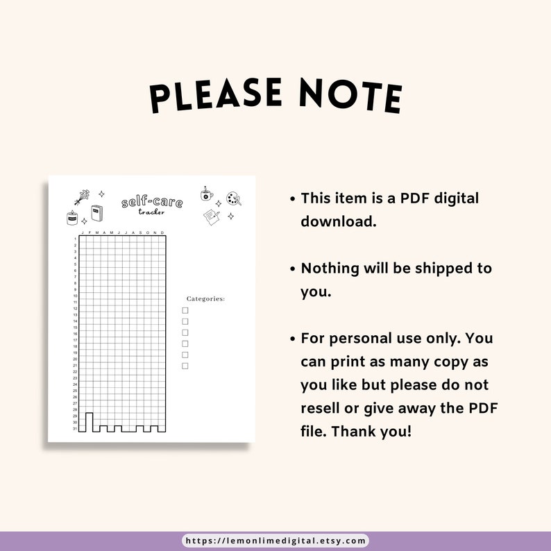 Self Care Tracker Printable PDF - Etsy