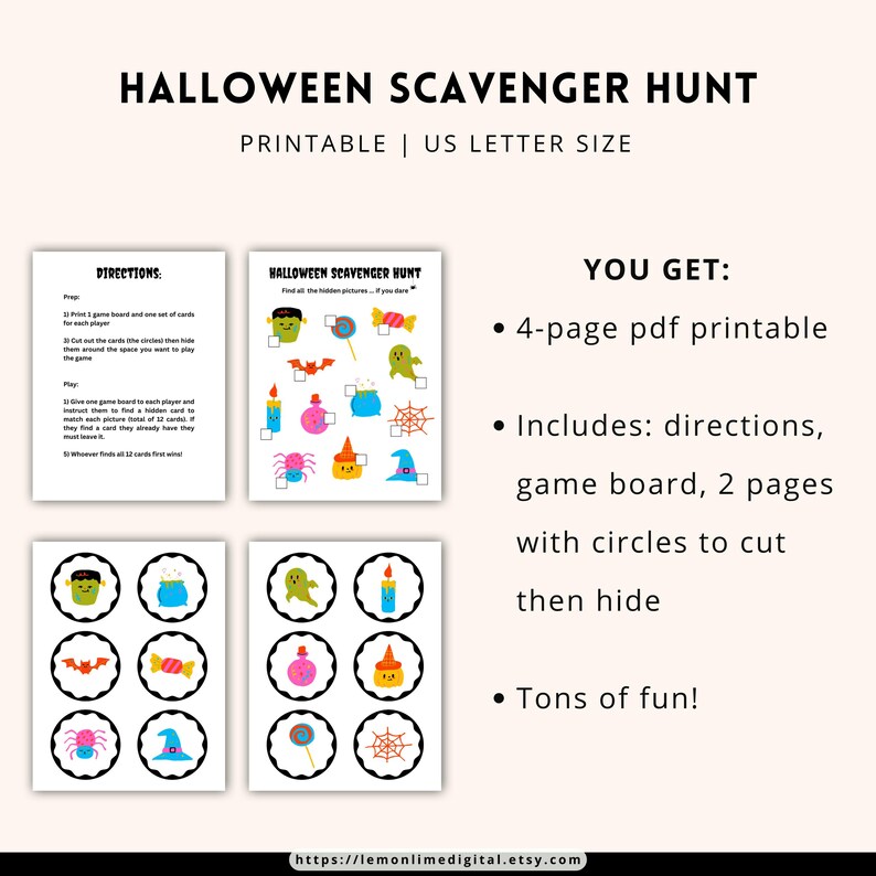 Halloween Scavenger Hunt Printable for Kids | Easy Halloween Game ...