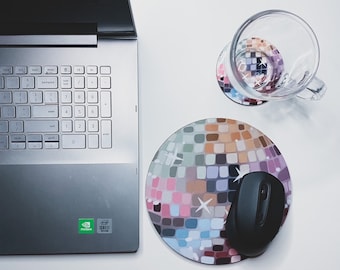 TS Eras Mirrorball Mousepad & Cup Coaster | Desk Accessories | Coworker Gift