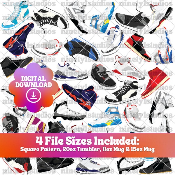 Sneakerhead Sneakers Sublimation PNG, 20oz Tumbler Wrap , 11oz 15oz Mug Wrap Digital Download