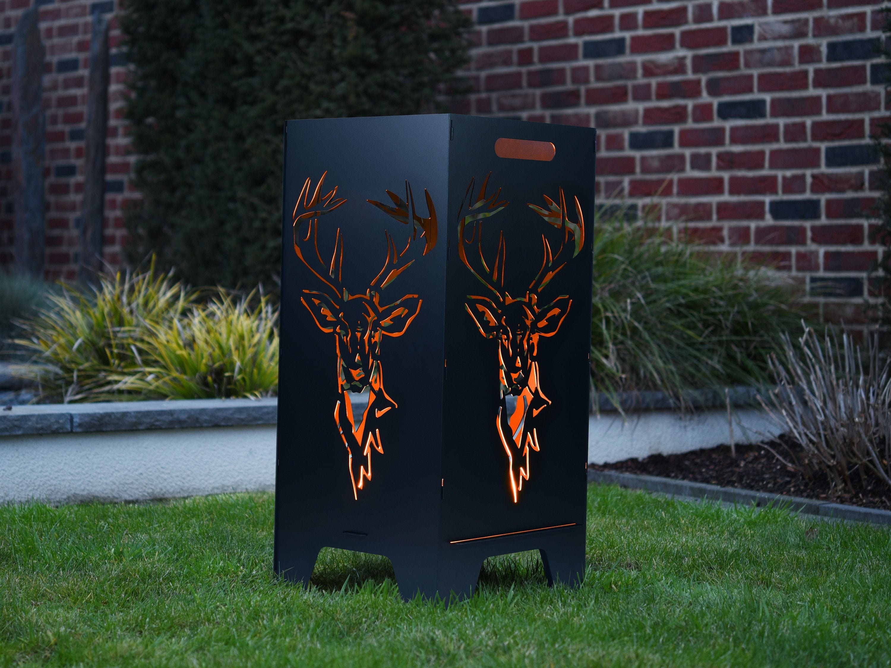 XL Feuertonne mit Hirsch Motiv Feuerschale Feuerkorb Etsy