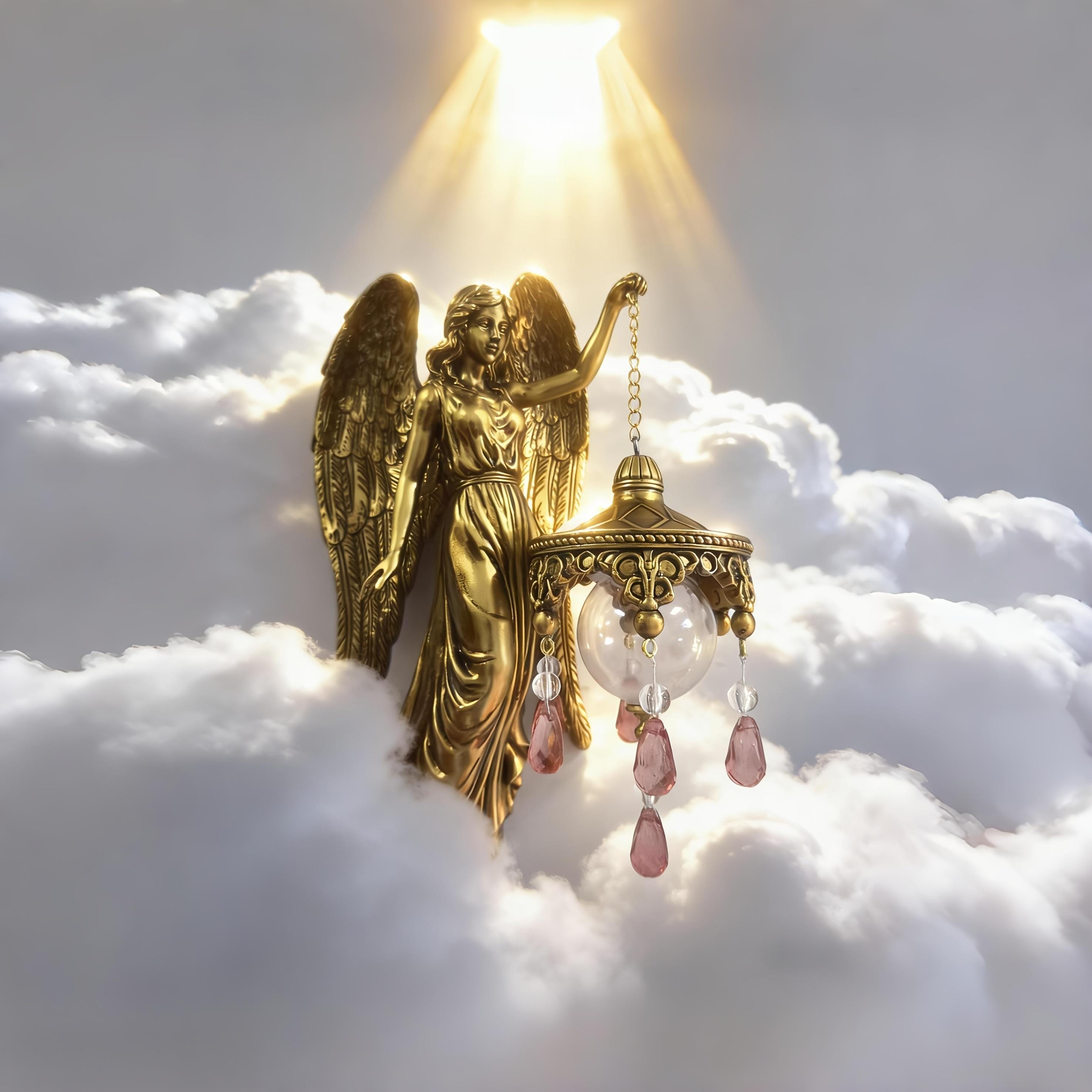 Gold Angel Wing Wall Light, Battery Powered Sconce, Crystal Ornaments ...