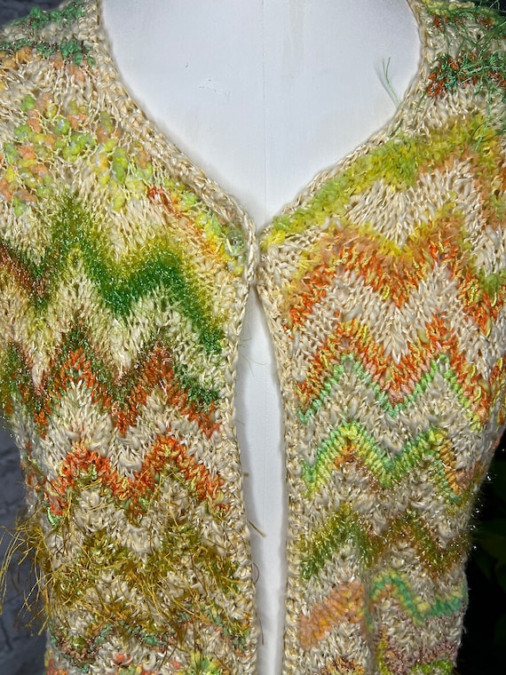 Vintage Zig Zag Striped Crocheted Sweater Vest | … - image 2