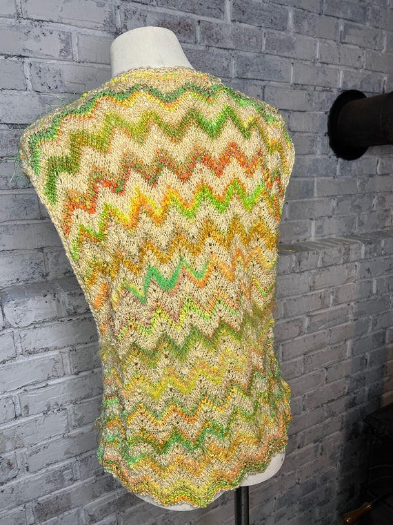 Vintage Zig Zag Striped Crocheted Sweater Vest | … - image 4