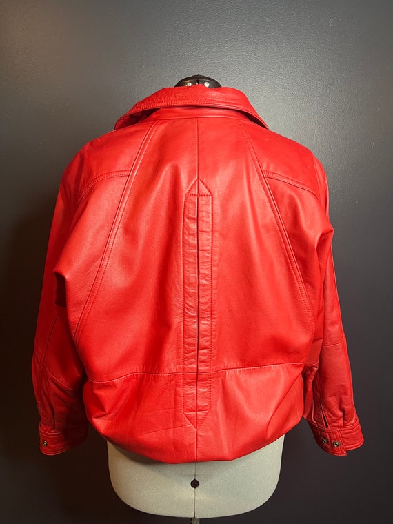 Vintage Red Leather Bomber Jacket | Traditional Trend… - Gem