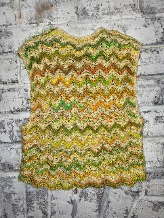 Vintage Zig Zag Striped Crocheted Sweater Vest | … - image 7