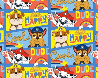 BTY Paw Patrol Happy Cool Dude Digital Fabric, 100% Cotton